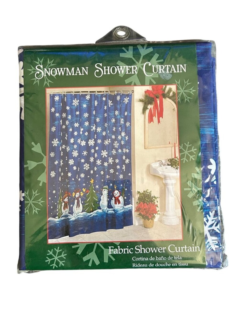 Snowman Shower Curtain 70" X 72" 100% Polyester Blue & White Winter Theme christ